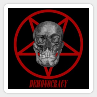 Human satanic skull Demonocracy Magnet